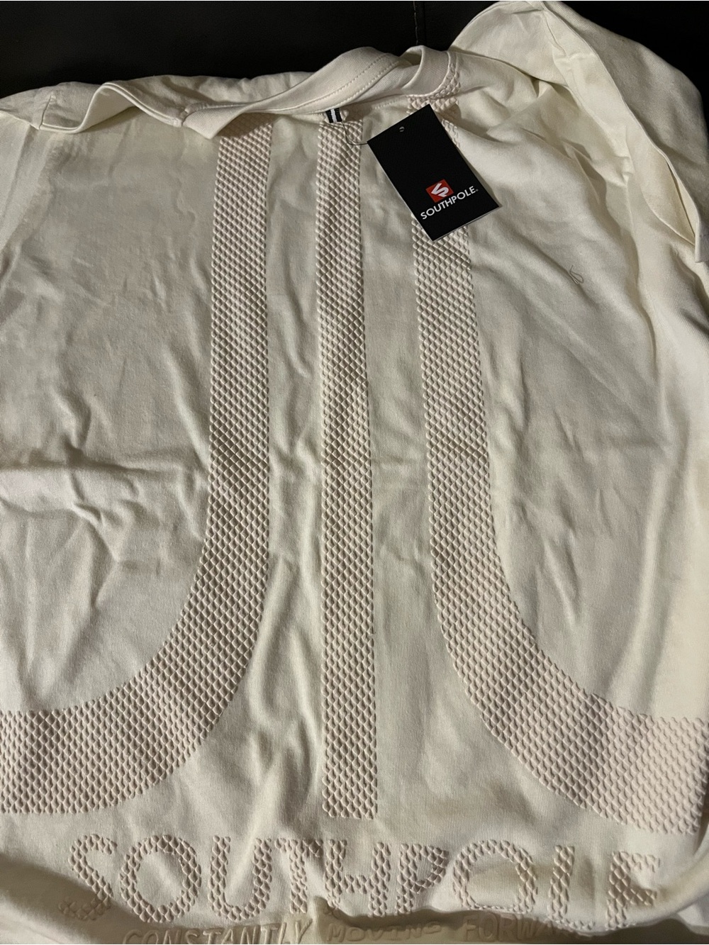 South Pole Men's Cream Crewneck Sweater with Textured Stripe Detail